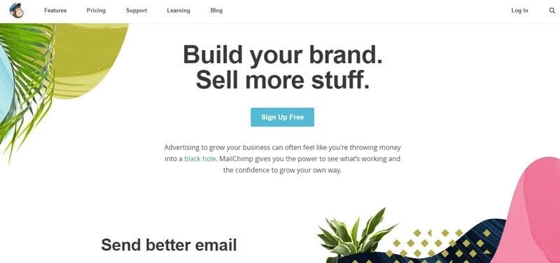 voorpagina van mailchimp