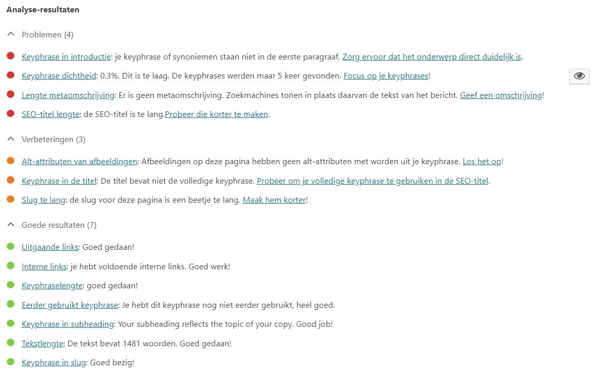 SEO-yoast-analyse-resultaten